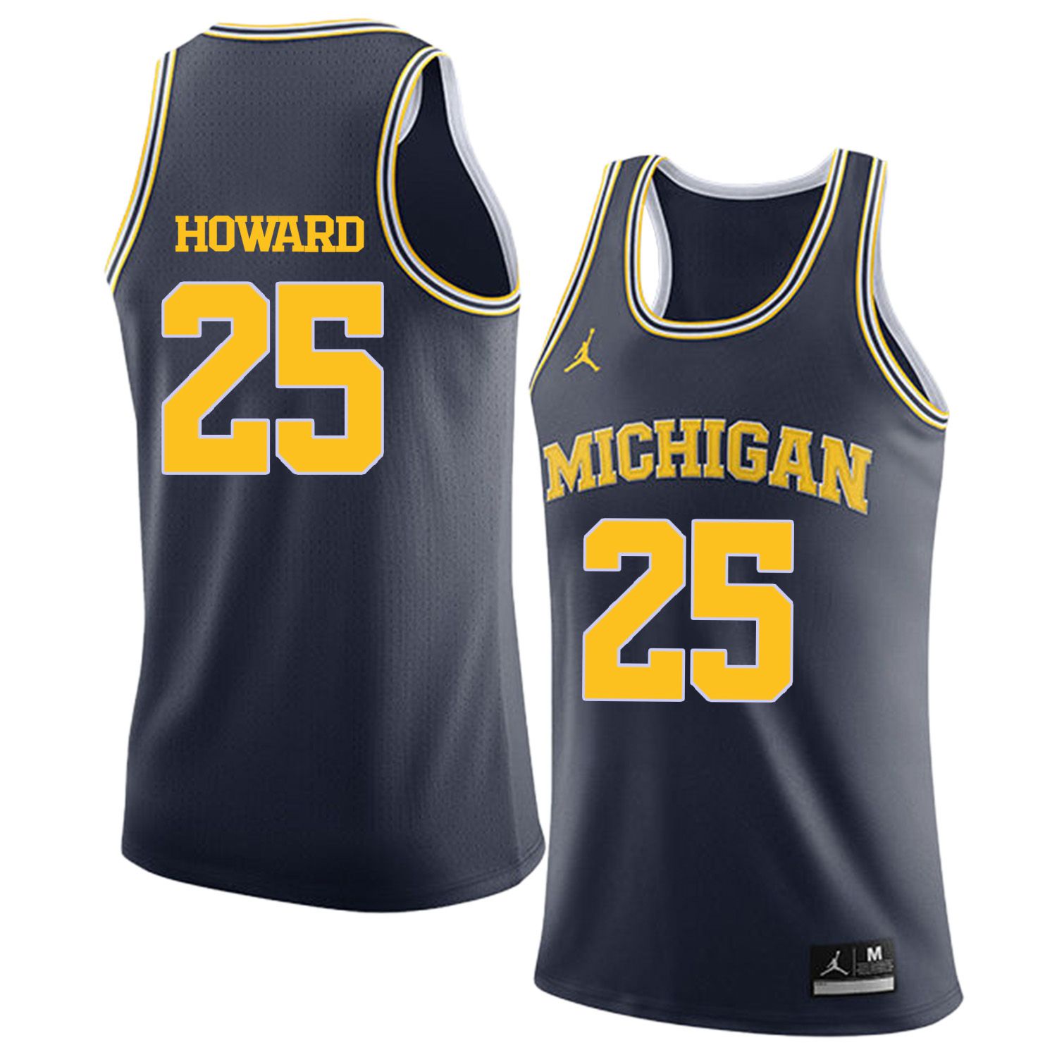 Men Jordan University of Michigan Basketball Navy #25 Howard Customized NCAA Jerseys
